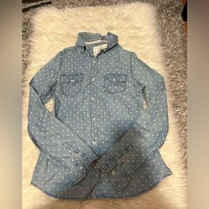 Blue Polka Dot Denim Shirt
